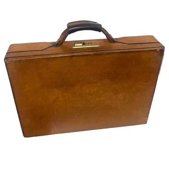 Hartmann Luggage Belting Leather Deluxe Slimline 4" Woodbox Briefcase Attache